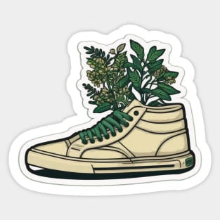 Elevate Your Style and the Planet with the Beige Cartoon Converse-Inspired Sticker